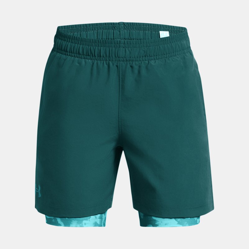 Boys' Under Armour Woven 2-in-1 Shorts Hydro Teal / Circuit Teal / Circuit Teal YXS (122 - 127 cm)